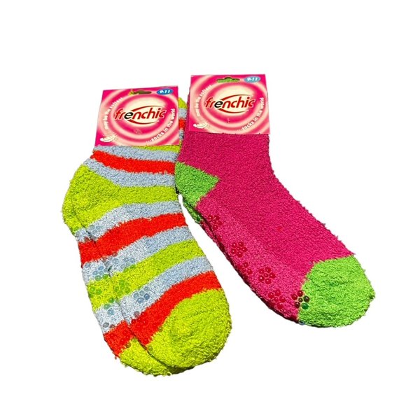 Frenchic Collection - 2 pairs plush grip socks - stripe/plain - Picture 1 of 1